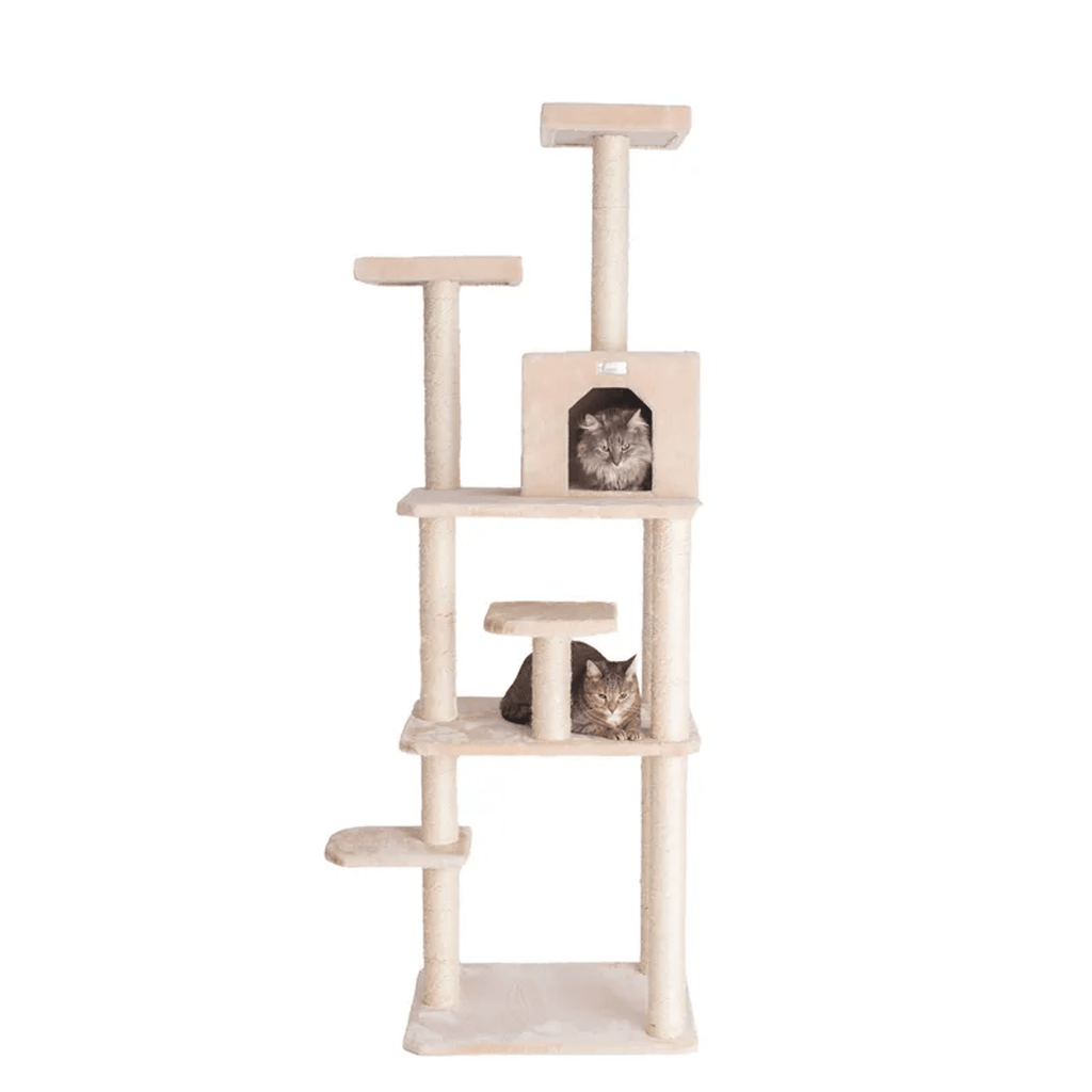 GleePet 74-Inch Beige Multi-Level Cat Tree with Perches and Condo